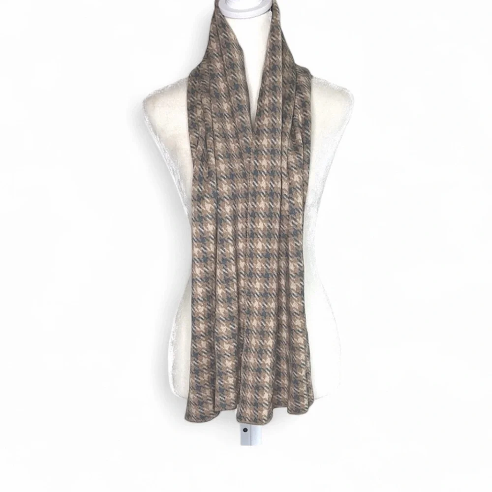 Mens Cashmere Checkered Knit Scarf a-34